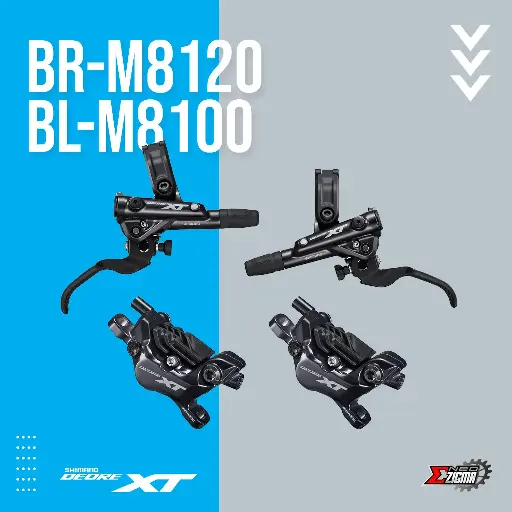 [DBSH073F/R] Disc Brake Assembly MTB SHIMANO XT BR/BL-M8120/M8100 4-piston J-Kit Hydraulic w/ Fin F/R