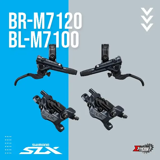 [DBSH074F/R] Disc Brake Assembly MTB SHIMANO SLX BR-M7120/BL-M7100 4-piston J-Kit Hydraulic Resin Pad w/ Fin F/R