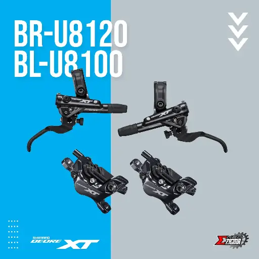 [DBSH089F/R] Disc Brake Assembly MTB SHIMANO XT BR-M8120/BL-M8100 4-Piston J-Kit Hydraulic Metal Pad w/ Fin F/R