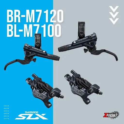 [DBSH095F/R] Disc Brake Assembly MTB SHIMANO SLX BR-M7120/BL-M7100 4-Piston J-kit Hydraulic Metal Pad F/R