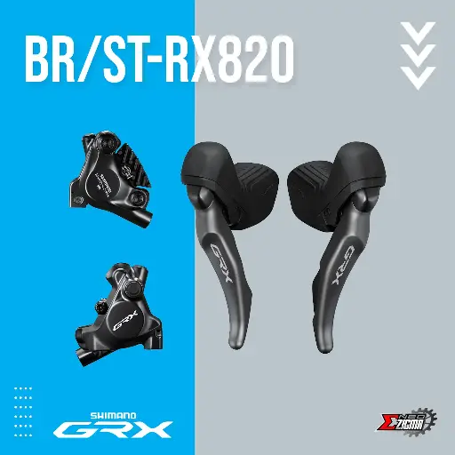 [DBSH086F/R] Disc Brake Assembly Gravel SHIMANO GRX BR/ST-RX820 12-Spd for 2X J-Kit w/ Fin F/R
