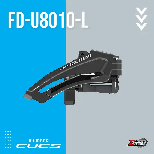 [FDSH265E] Front Derailleur MTB SHIMANO CUES FD-U8010-L 2x10/11 Low Clamp Top Swing (w/ 31.8 & 28.6mm Adapter) Ind. Pack EFDU8010LX3