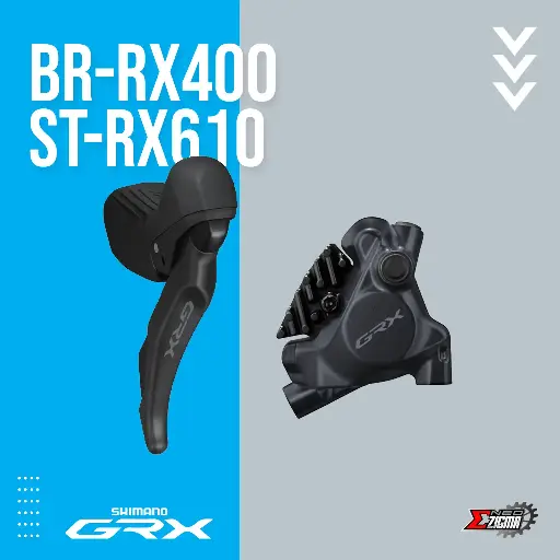 [DBSH004STRI] Disc Brake Assembly Gravel SHIMANO GRX BR-RX410/ ST-RX610 12-Spd For 140mm Rotor IRX6103DRRDSC170A J-kit w/ Fin Rear Ind. Pack