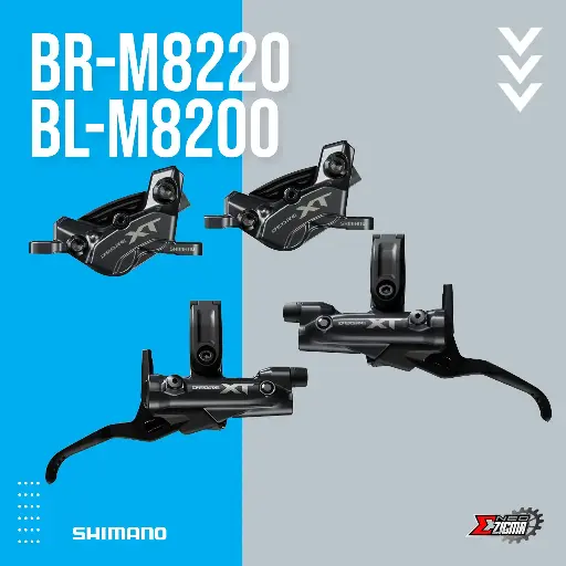 [DBSH099F/R] Disc Brake Assembly MTB SHIMANO XT BR-M8220/BL-M8200 J-Kit Resin Pad w/ Fin Rear 4 Piston F/R