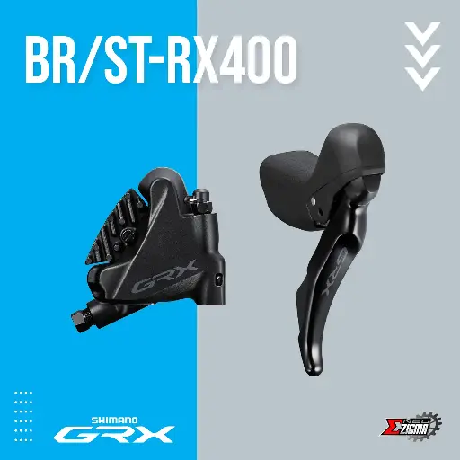 [DBSH057RI] Disc Brake Assembly Gravel SHIMANO GRX BR/ST-RX400 10-Spd For 140mm Rotor J-kit w/ Fin, Rear Ind. Pack IRX400DRRDSC170A