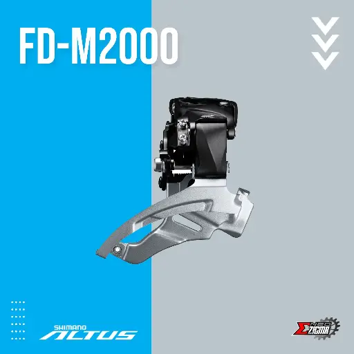 [FDSH210E] Front Derailleur MTB SHIMANO Altus FD-M2000 3x9 Down Swing Dual Pull (w/ 31.8mm Adapter) For 40T Ind. Pack EFDM2000DSX6
