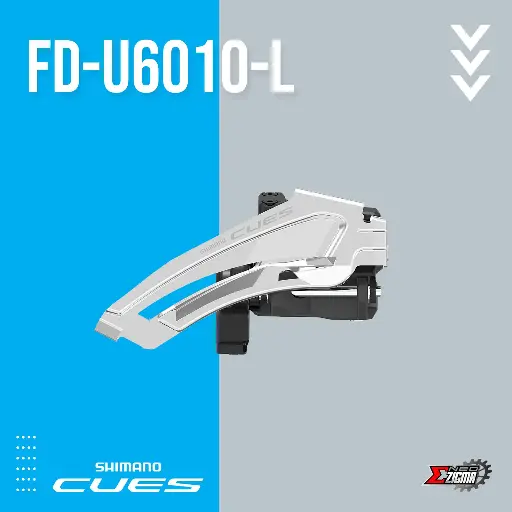 [FDSH260E] Front Derailleur MTB SHIMANO CUES FD-U6010-L 2x10/11 Low Clamp Top Swing (w/ 31.8 & 28.6mm Adapter) Ind. Pack EFDU6010LX3