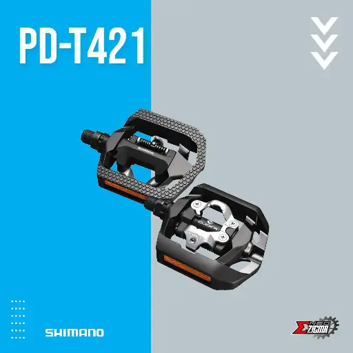 [PDSH109E] Pedal MTB SHIMANO MTB-Others PD-T421 Flat EPDT421 SPD Single Sided Trekking w/ Cleats Ind. Pack