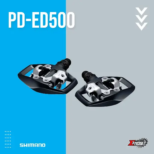 [PDSH142E] Pedal MTB SHIMANO Road-Others PD-ED500 Flat EPDED500 SPD Dual Sided w/ Cleats Ind. Pack