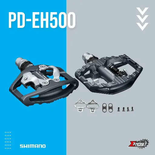 [PDSH143E] Pedal MTB SHIMANO Road-Others PD-EH500 Flat EPDEH500 0 SPD Single Sided Multi Purpose w/ Cleats Ind. Pack