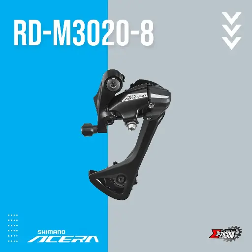 [RDSH238E] Rear Derailleur MTB SHIMANO Acera RD-M3020-8 SGS 7/8-Spd Long Cage Direct Attachment Ind. Pack ERDM30208SGSL