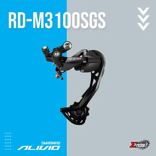 [RDSH232E] Rear Derailleur MTB SHIMANO Alivio RD-M3100SGS 9-Spd Long Cage Ind. Pack ERDM3100SGS
