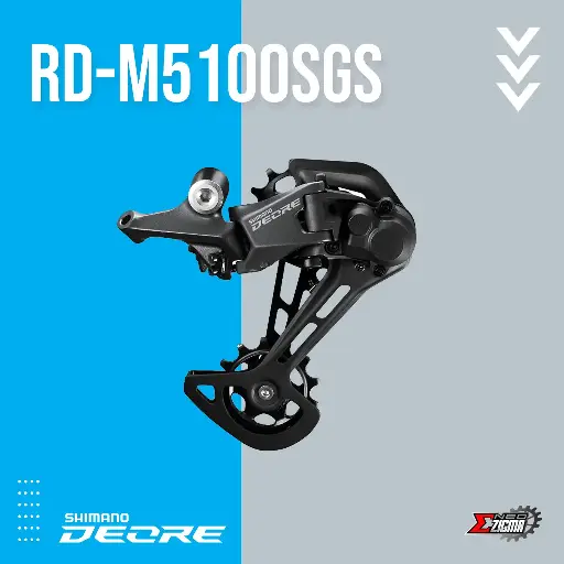 [RDSH234I] Rear Derailleur MTB SHIMANO Deore RD-M5100SGS 11-Spd Long Cage Ind. Pack IRDM5100SGS