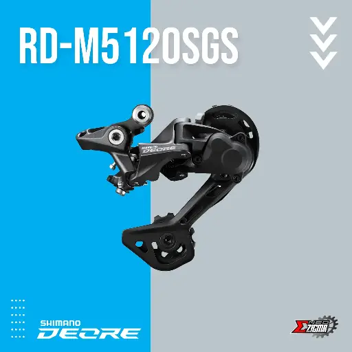 [RDSH230E] Rear Derailleur MTB SHIMANO Deore RD-M5120SGS 10/11-Spd Long Cage Ind. Pack ERDM5120SGS