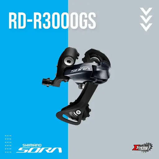 [RDSH235E] Rear Derailleur Road SHIMANO Sora RD-R3000GS 9-Spd Med Cage Ind. Pack ERDR3000GS