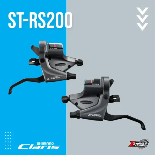 [STSH192E] Shifter Lever MTB / ROAD SHIMANO Claris ST-RS200 2x8-Spd For Flat Bar Front/Rear Ind. Pack ESTRS200DPA