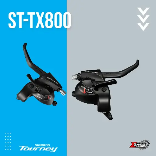 [STSH128E] Shifter Lever MTB SHIMANO Tourney ST-TX800 3x8-Spd Front/Rear Ind. Pack ESTTX800P8AL
