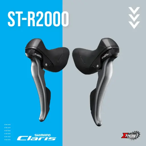 [STSH124E] Shifter Lever Road SHIMANO Claris ST-R2000 2x8-Spd w/ OT & BC Front/Rear Ind. Pack ESTR2000DPA