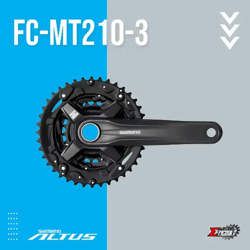 Chainwheel MTB SHIMANO Altus FC-MT210-3 w/o BB Parts (2-Piece) Ind. Pack